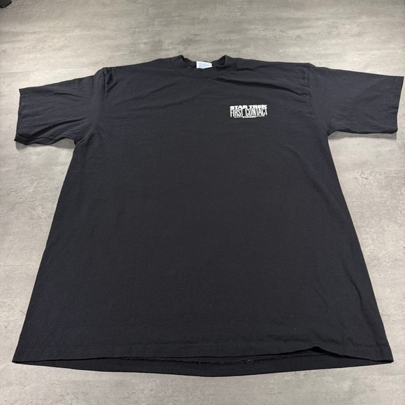 All Sport Other - Vintage 1996 Star Trek First Contact Movie Promo T-Shirt XL Black Paramount‎ USA
